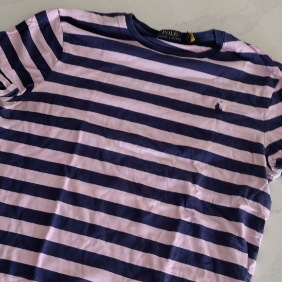 Men's Polo Blue Striped Small T-shirt - Good condition used - Picture 2 of 2